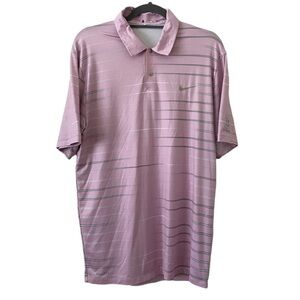 Tiger Woods Nike Golf Lavender Gray Striped Polo
